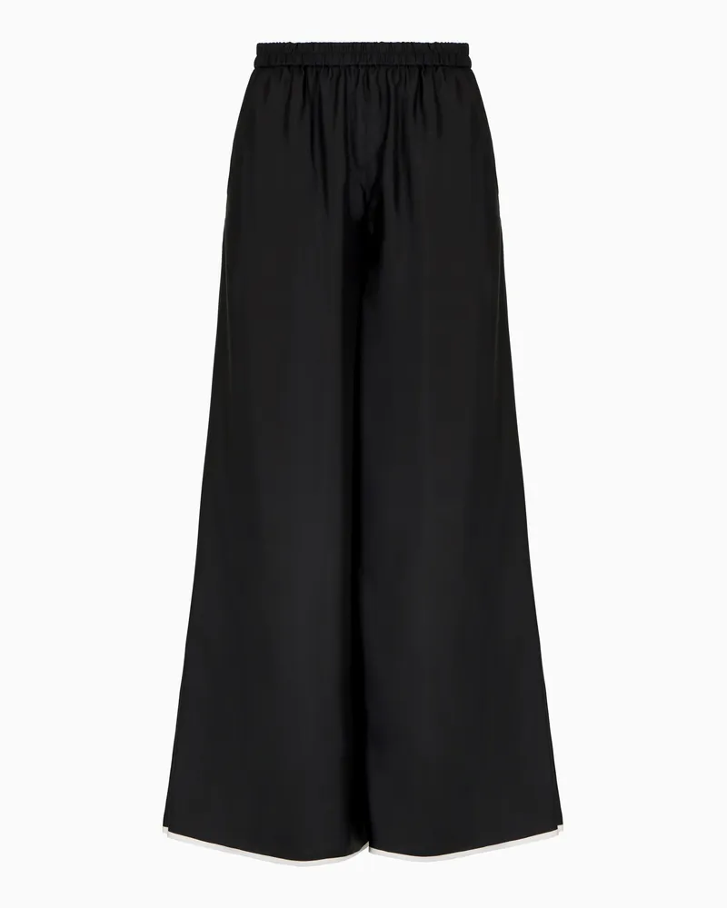 Giorgio Armani Weite Hose aus Seide Schwarz