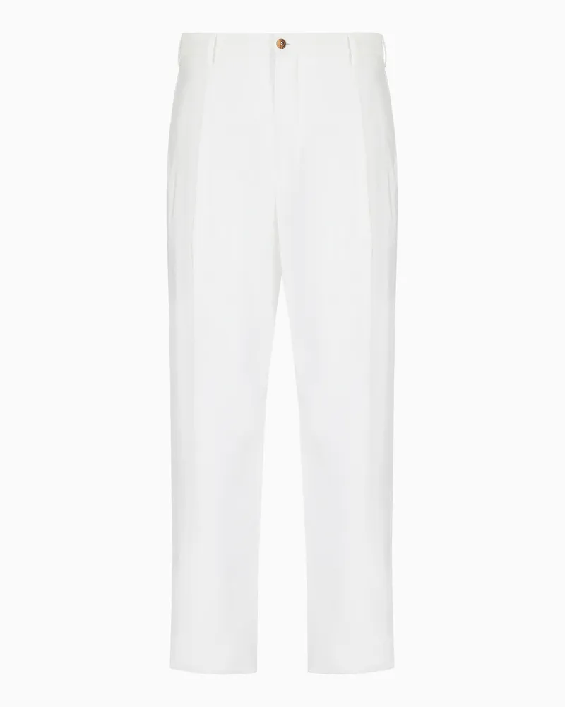 Giorgio Armani Hose mit doppelten Bundfalten aus einem Seidentwill-Mischgewebe Weiß