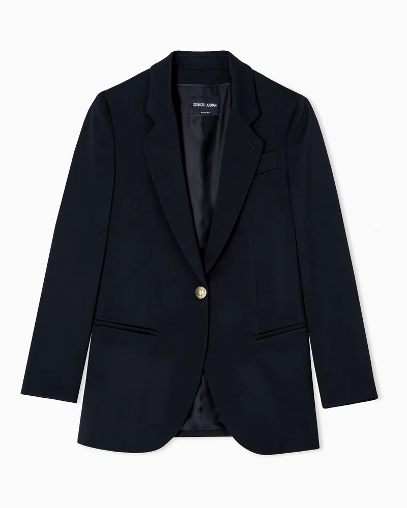 Giorgio Armani Einreihiger Blazer aus Wolle Schwarz