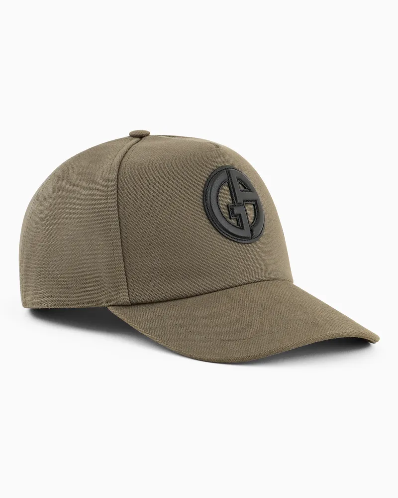 Giorgio Armani Baseballcap aus Leder mit Logostreifen Grün