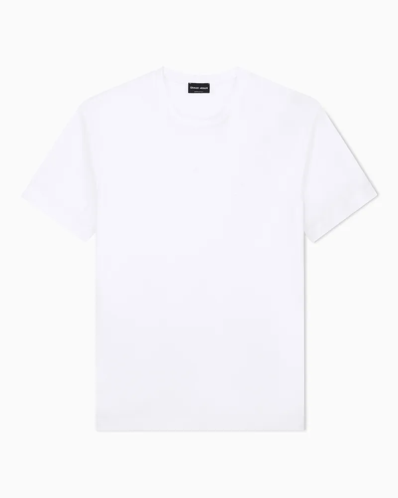 Giorgio Armani T-Shirt aus Interlock-Baumwolle mit Logostickerei Weiß