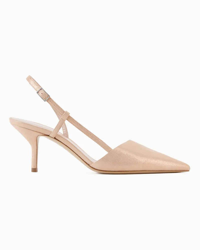 Giorgio Armani Slingbacks aus laminiertem Veloursleder Pink