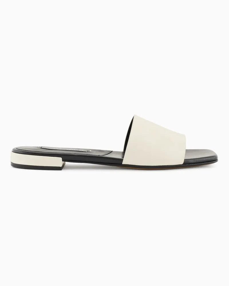 Giorgio Armani X 10 Corso Como flache Sandalen aus Kalbsleder Weiß