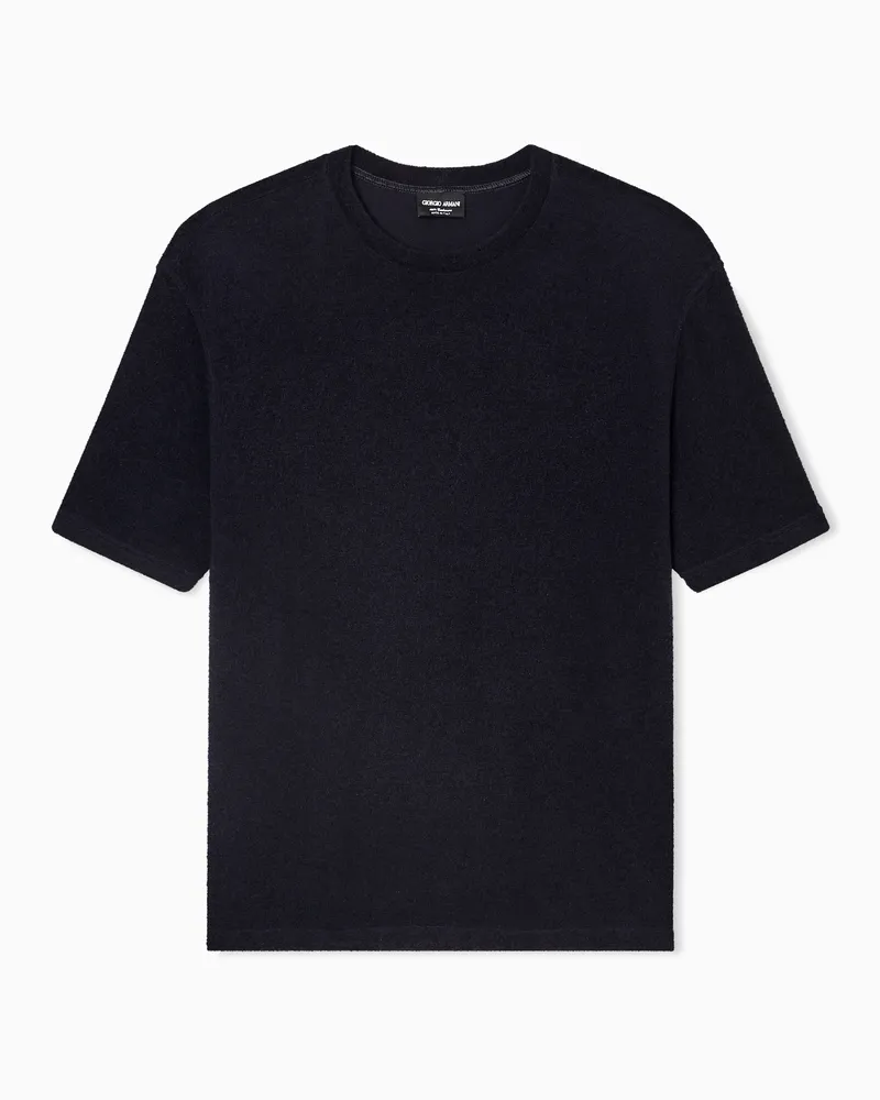 Giorgio Armani T-Shirt mit Rundhalsausschnitt aus reinem Kaschmir-Jersey Blau