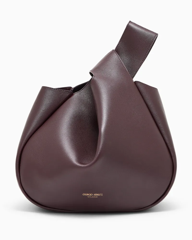 Giorgio Armani Handtasche aus glattem Nappaleder mit integriertem Griff Burgunderrot