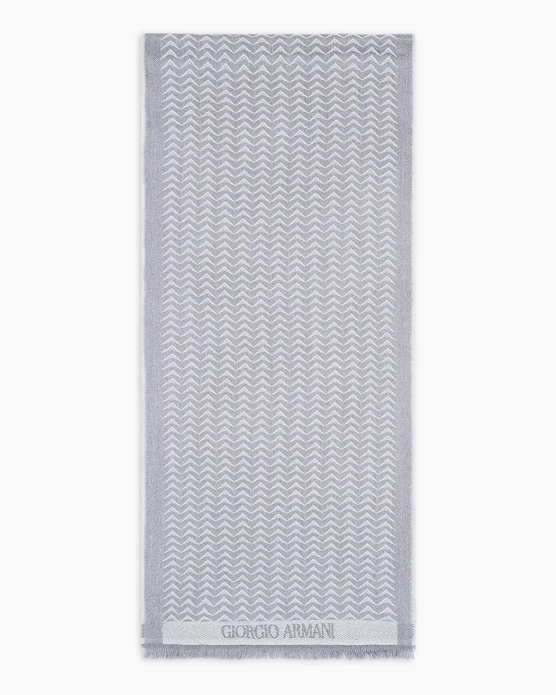 Giorgio Armani Schal aus reiner Schurwolle in Jacquard-Stoff-Verarbeitung Grau