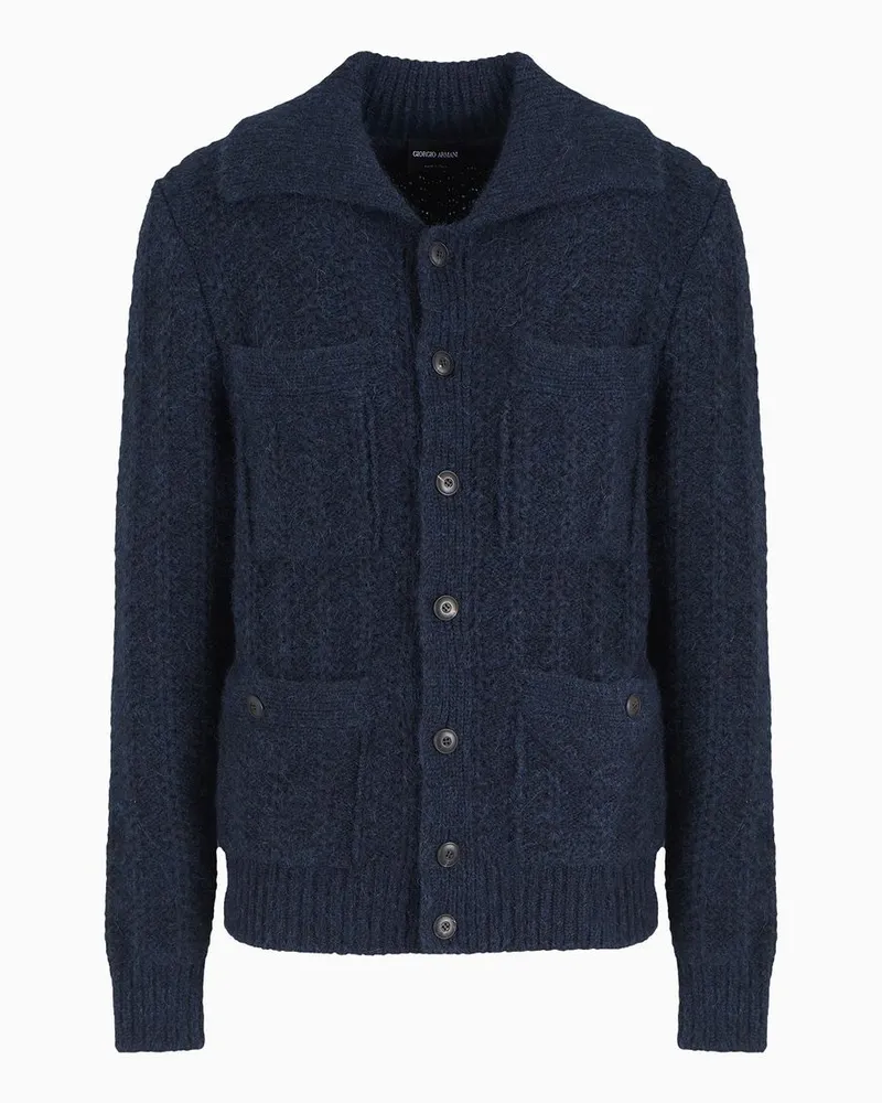 Giorgio Armani Cardigan Aus Alpaka und Baumwolle Blau