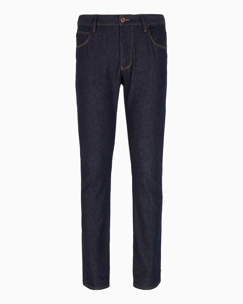Giorgio Armani Five-Pocket-Hose in Slim Fit aus elastischem Baumwolldenim Blau