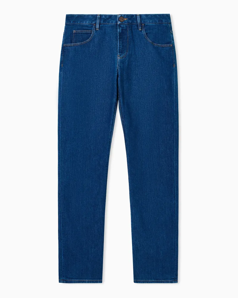 Giorgio Armani Five-Pocket-Hose in Slim Fit aus elastischem Baumwolldenim Blau