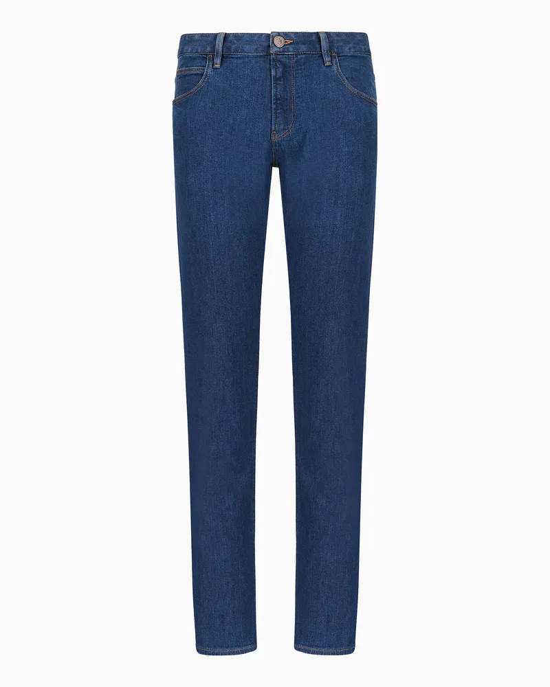 Giorgio Armani Five-Pocket-Hose in Slim Fit aus elastischem Baumwolldenim Blau