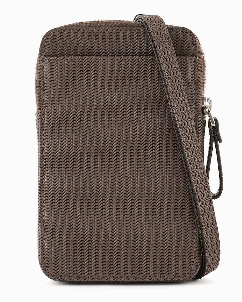 Giorgio Armani Smartphone-Hülle aus bedrucktem Leder Braun