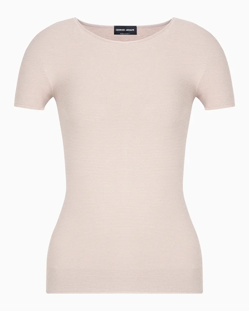 Giorgio Armani Pullover mit kurzen Ärmeln aus Viskose mit Links-Verarbeitung Beige