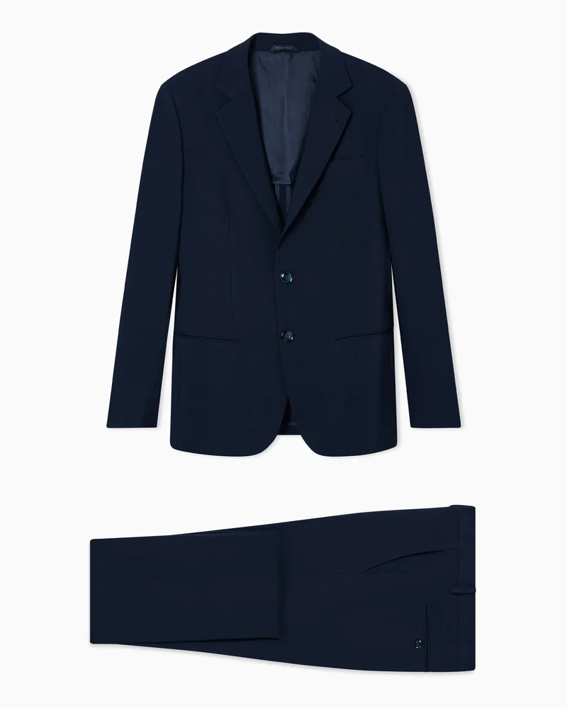 Giorgio Armani ASV einreihiger Anzug aus Woll-Seiden-Crêpe, Soho-Linie Marineblau