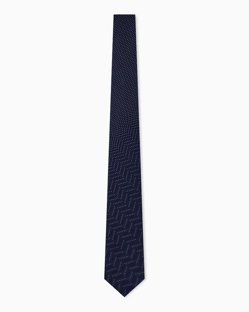 Giorgio Armani Krawatte aus glatter Seide mit gepunktetem Chevron-Muster Blau