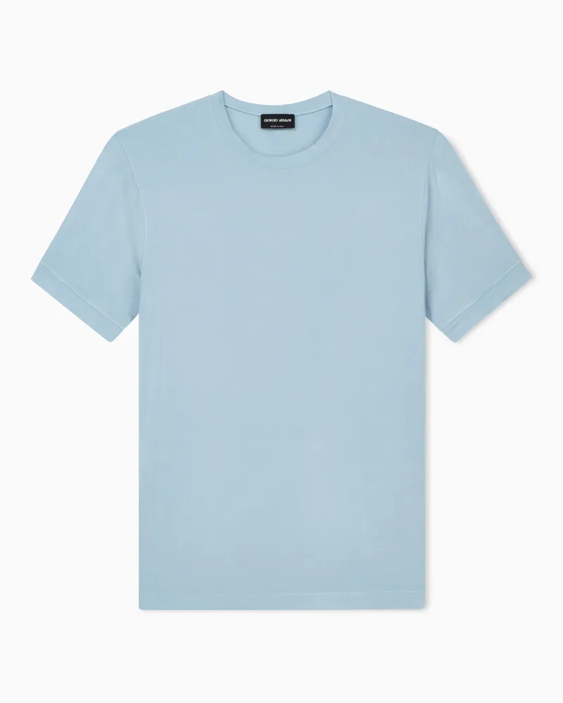 Giorgio Armani ASV T-Shirt mit Rundhalsausschnitt aus Viskosejersey mit Stretchanteil Hellblau