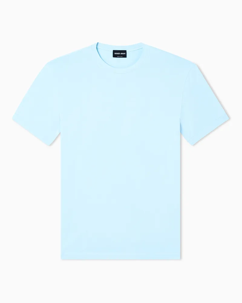 Giorgio Armani ASV T-Shirt mit Rundhalsausschnitt aus Viskosejersey mit Stretchanteil Hellblau