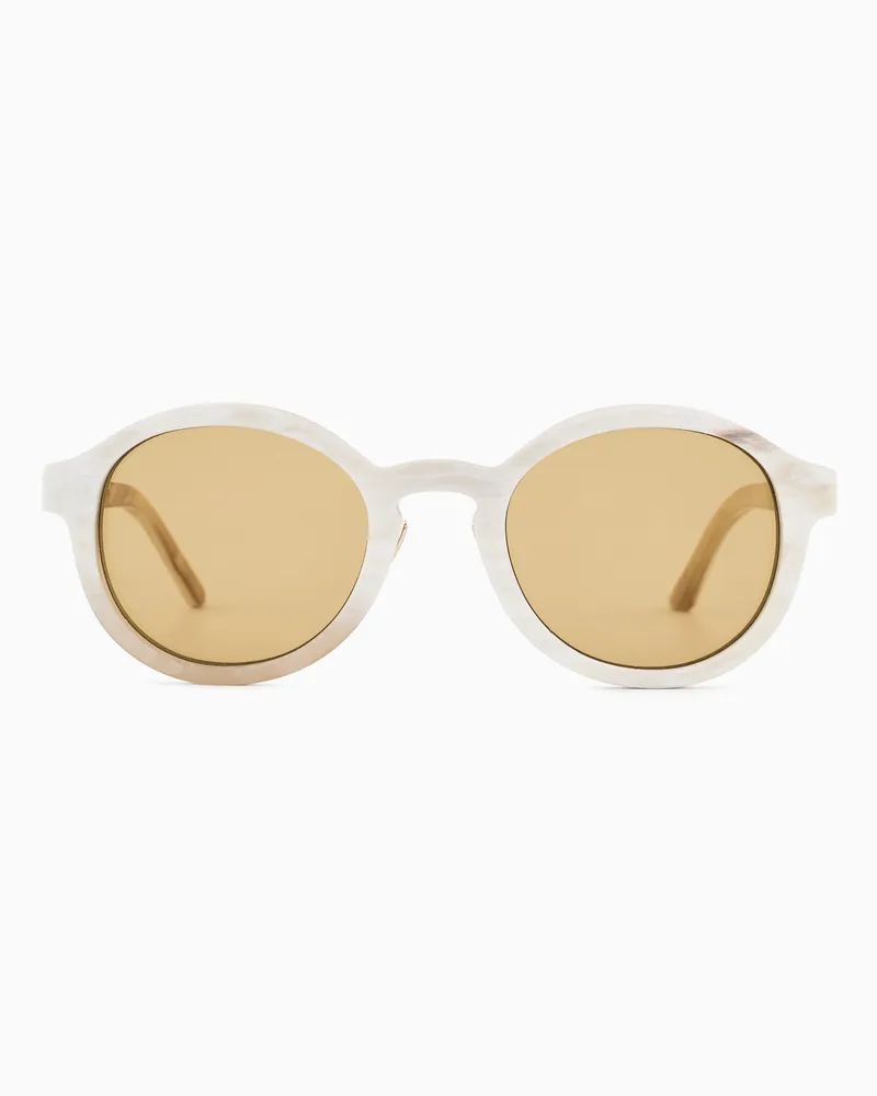 Giorgio Armani Sonnenbrille mit runder Fassung für Herren Weiß