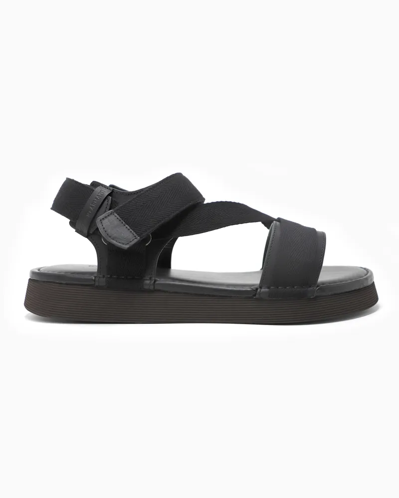 Giorgio Armani Leder-Sandalen mit Schleifenband Schwarz