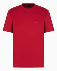 Giorgio Armani T-shirt Aus Interlock-baumwolle mit Logostickerei Rubin