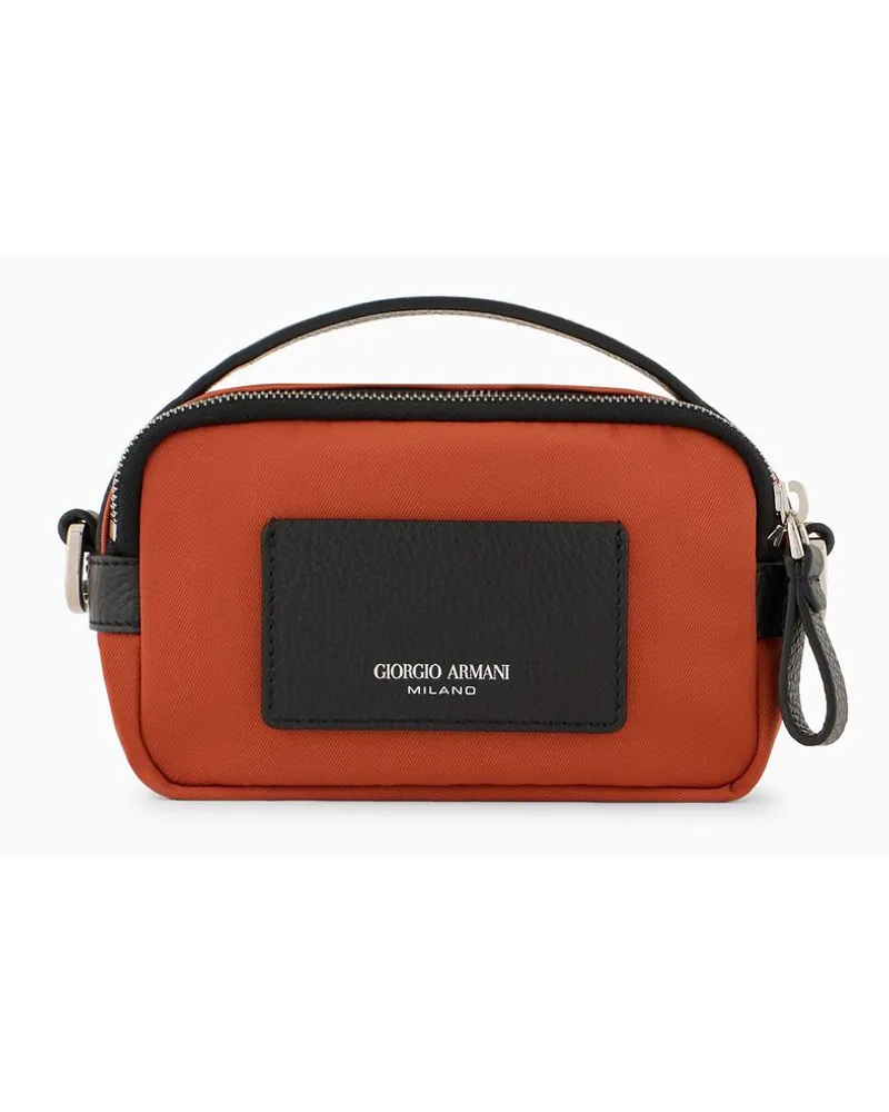 Giorgio Armani Asv Crossbody Bag Im Mini-format Aus Nylon und Leder Orange