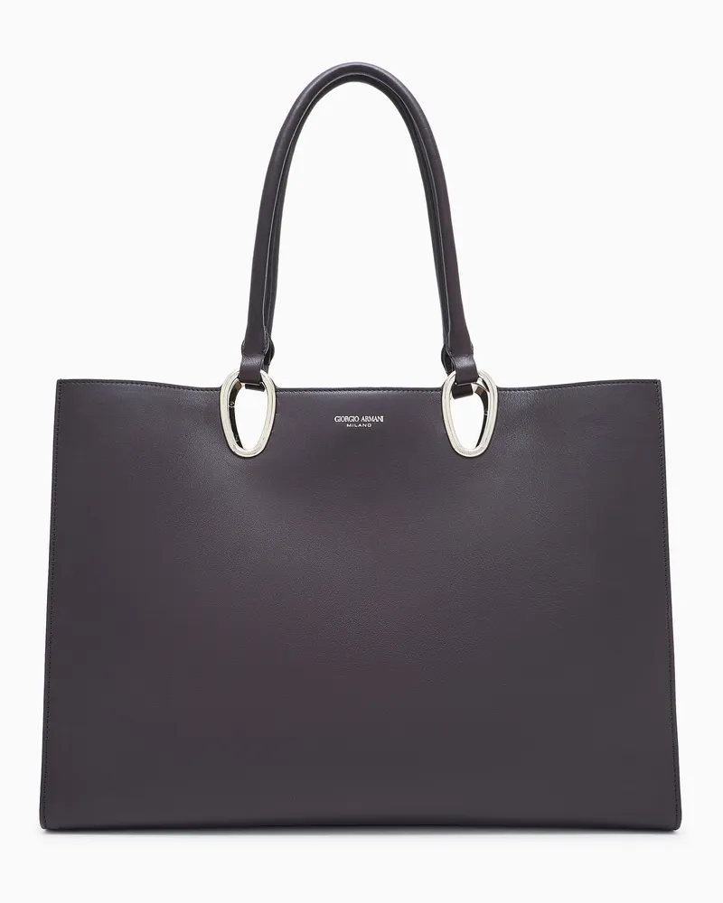Giorgio Armani Mittelgroßer Shopper aus Leder Braun