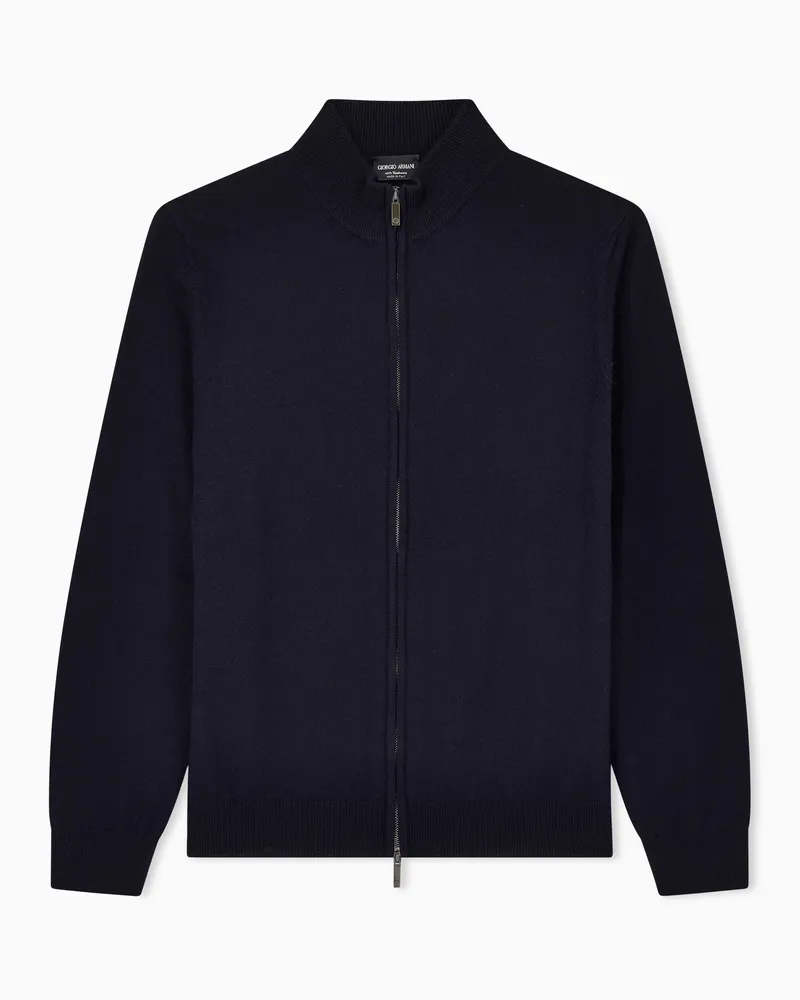 Giorgio Armani Cardigan aus Kaschmir mit Reißverschluss Blau