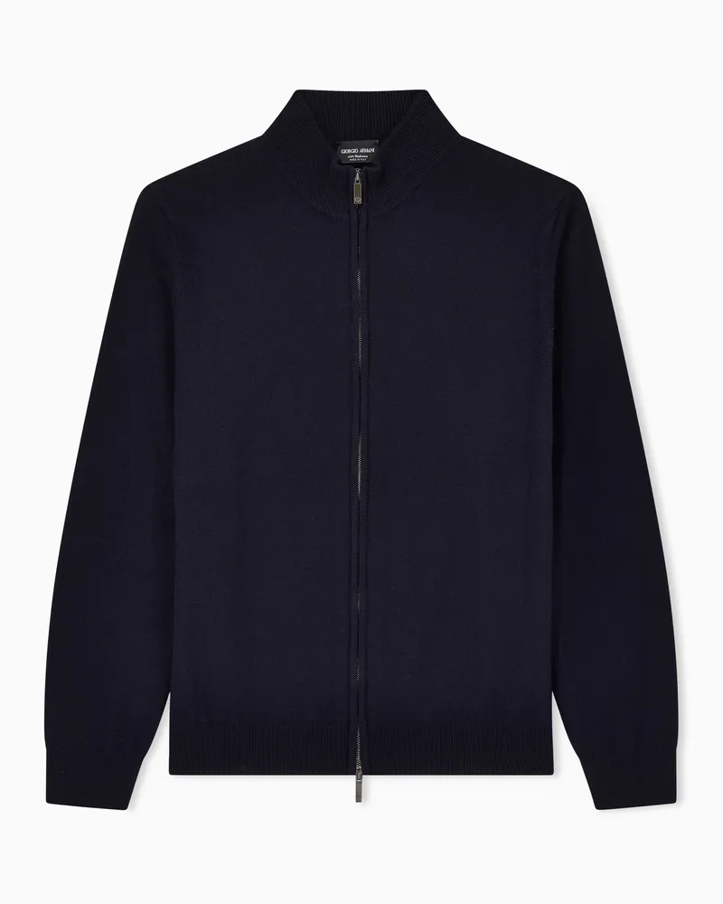 Giorgio Armani Cardigan aus Kaschmir mit Reißverschluss Blau