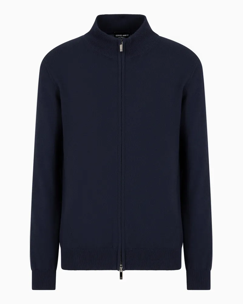 Giorgio Armani Cardigan aus Kaschmir mit Reißverschluss Blau