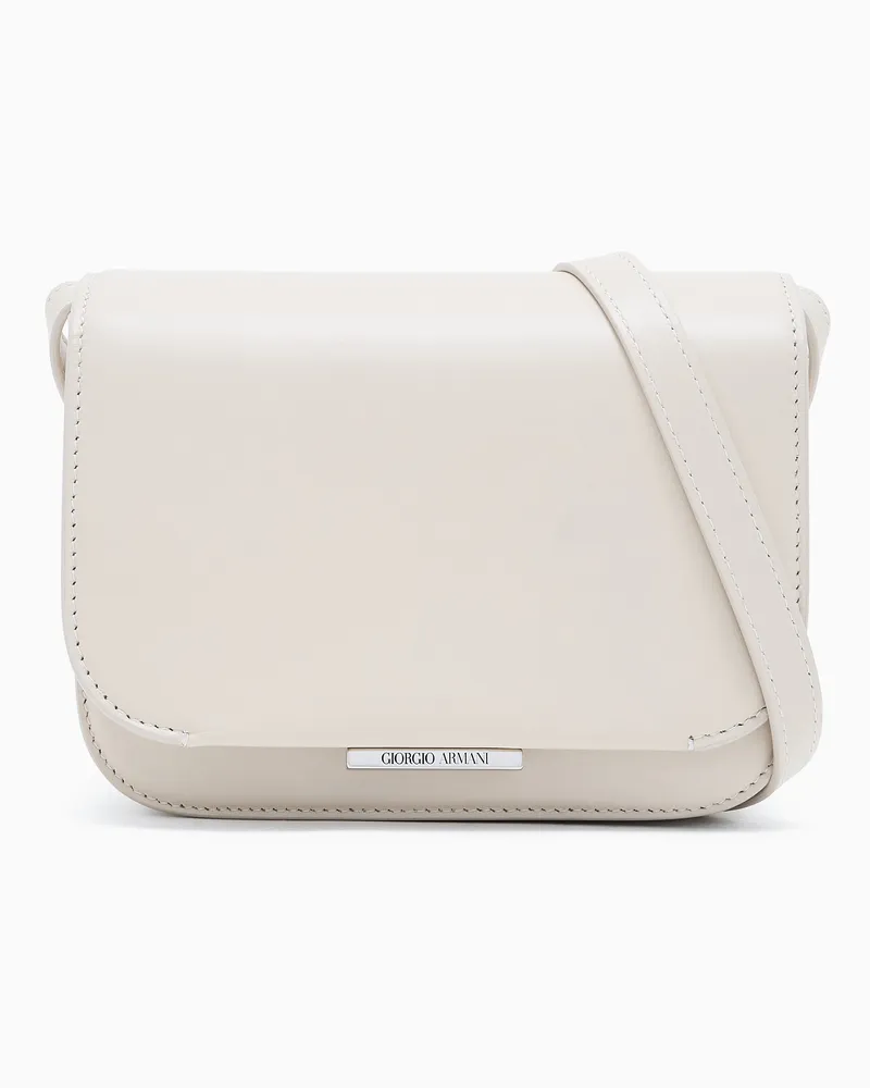 Giorgio Armani Mittelgroße Schultertasche aus Leder Weiß