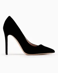 Giorgio Armani Pumps Aus Samt mit Asymmetrischem Ausschnitt Schwarz