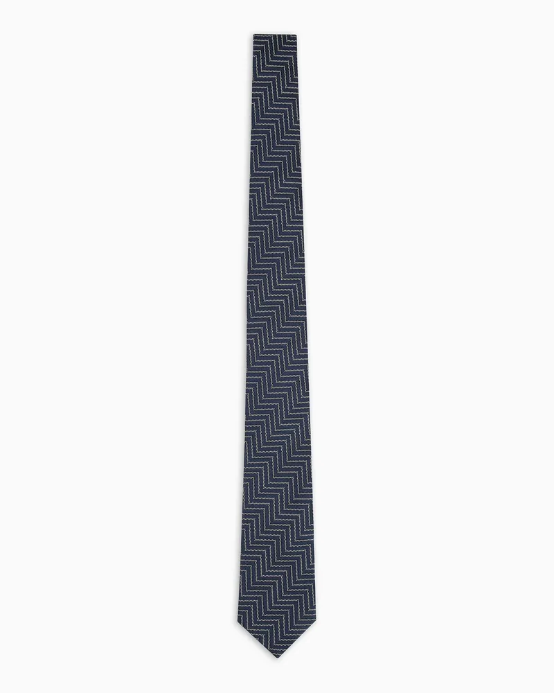 Giorgio Armani Krawatte aus Seiden-Jacquard mit Fischgratmuster Blau