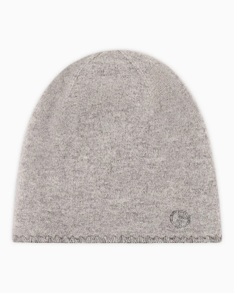 Giorgio Armani Mütze aus Kaschmir mit dezent gesticktem Logo Beige