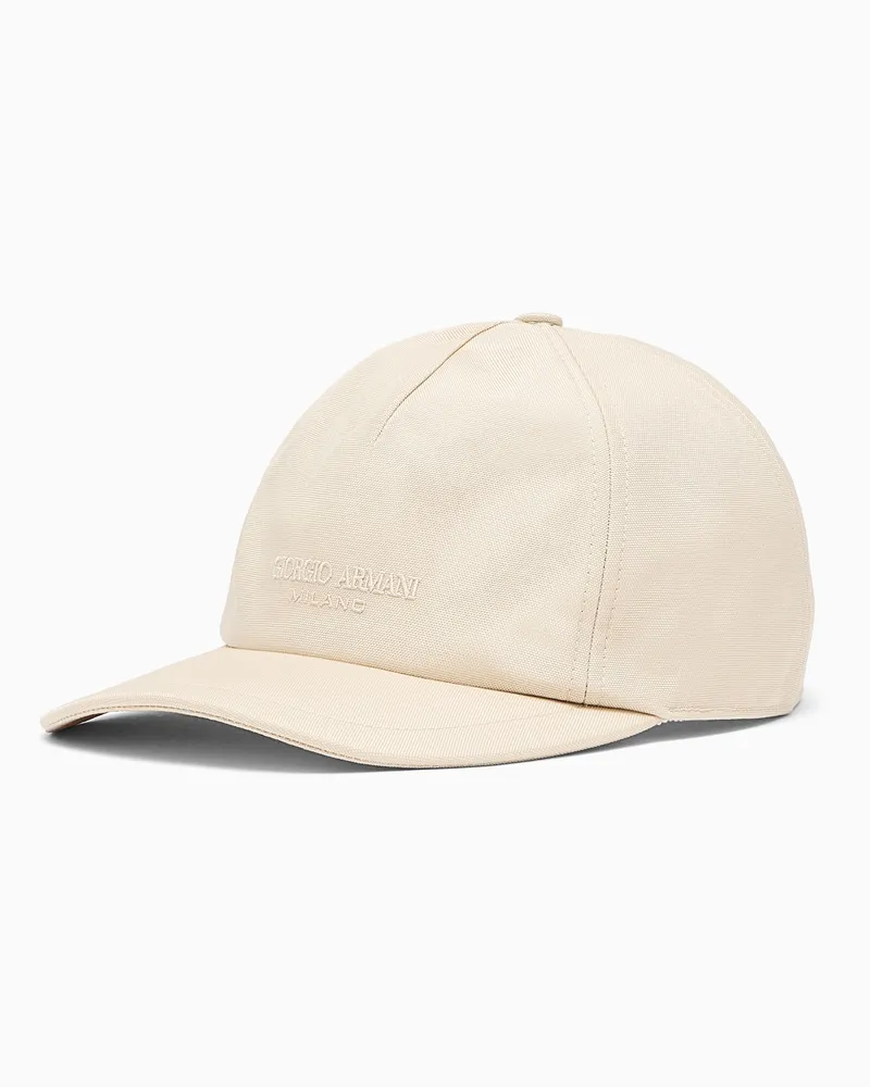 Giorgio Armani Baseballcap aus Funktionsgewebe mit Logo aus Leder Beige