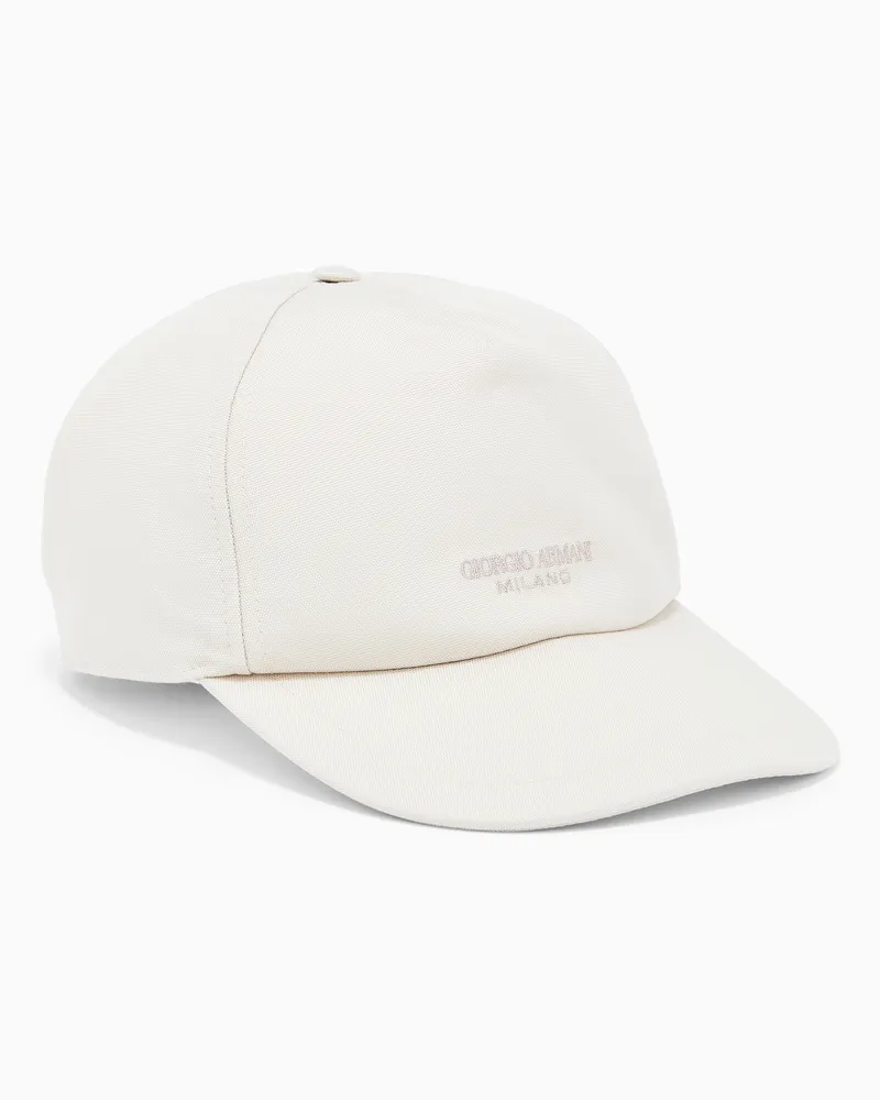 Giorgio Armani Baseballcap aus Funktionsgewebe mit Logo aus Leder Beige