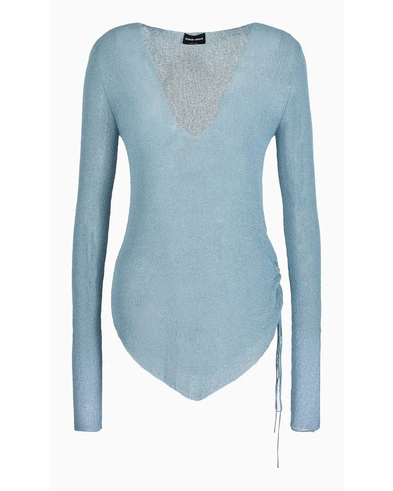 Giorgio Armani Pullover mit Langen Ärmeln Aus Viskosemischung Himmelblau