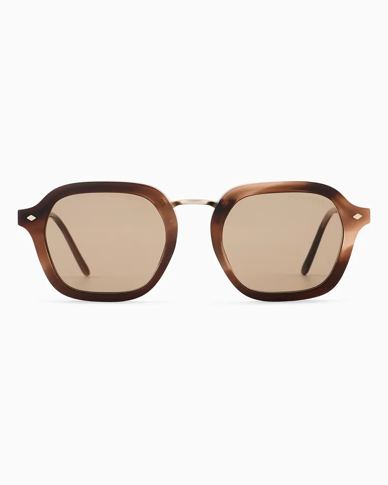 Giorgio Armani Herren-Sonnenbrille in eckiger Form Braun