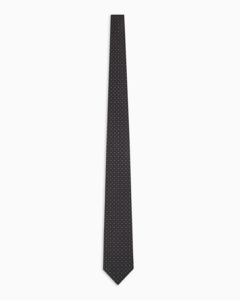 Giorgio Armani Krawatte Seiden-Jacquard mit Mikro-Punkten Schwarz