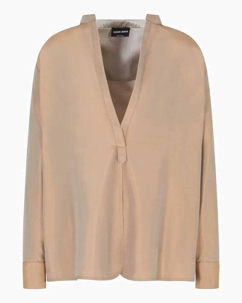 Giorgio Armani Satin-Hemd Beige