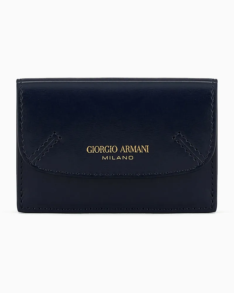 Giorgio Armani Dreifächriges la Prima Mini-Portemonnaie aus strukturiertem Leder Blau