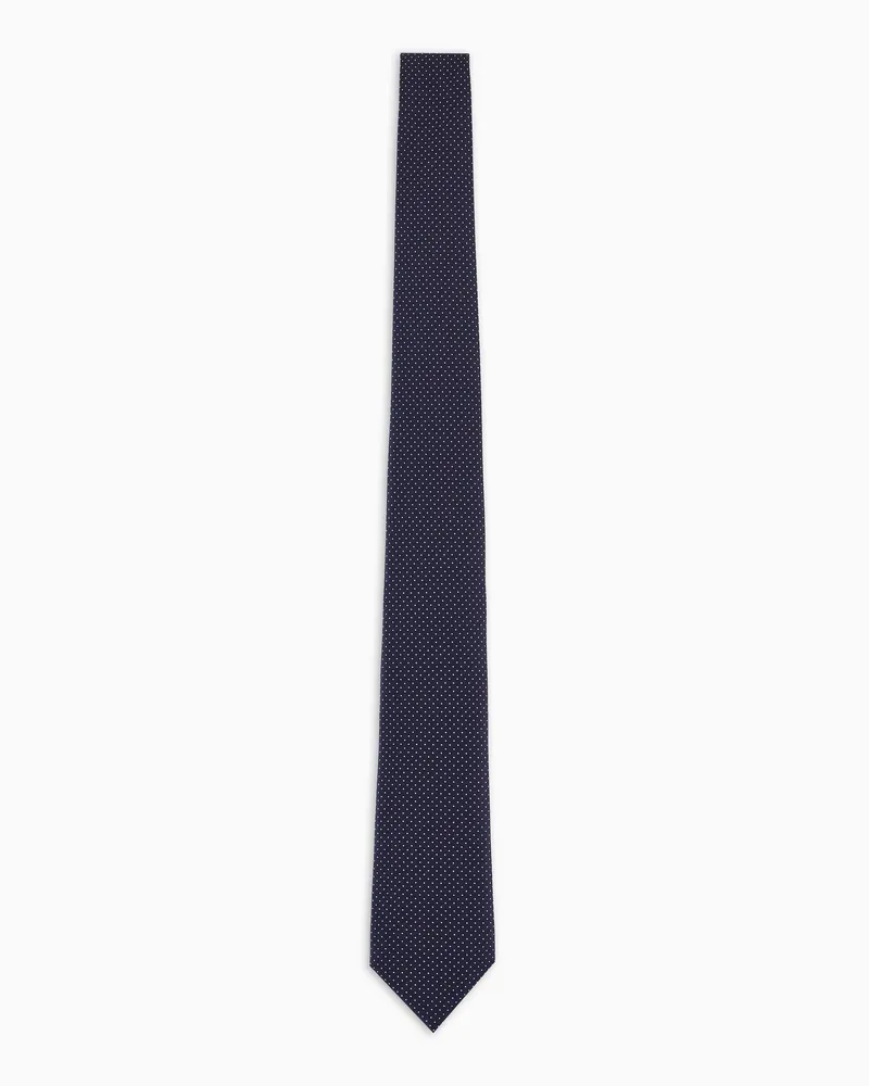 Giorgio Armani Krawatte aus reiner Seide in Jacquard-Stoff-Verarbeitung mit Mikro-Punkten Blau