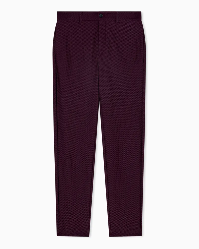 Giorgio Armani Flatfront-Hose aus geprägtem Funktionsstoff Burgunderrot
