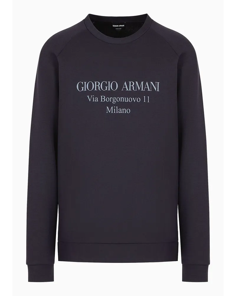 Giorgio Armani Sweatshirt Borgonuovo 11 Aus Doppeltem Baumwolljersey Marineblau