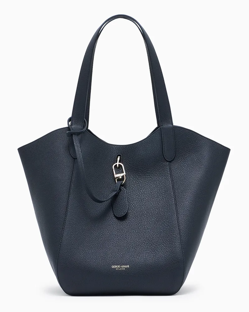 Giorgio Armani Mittelgroße Handtasche aus genarbtem Leder Schwarz