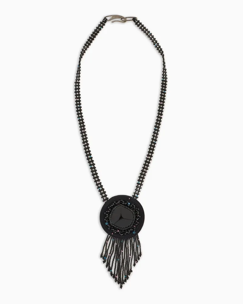 Giorgio Armani Lange Kette mit Anhänger Schwarz