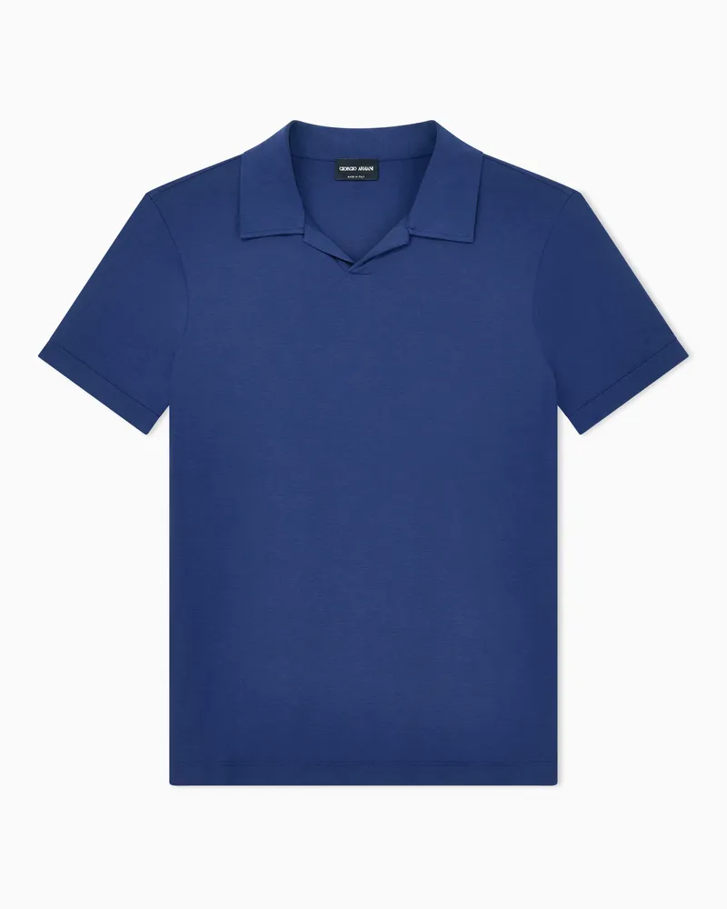 Giorgio Armani Viskose-Jersey Poloshirt ohne Knöpfe Cruise Blau