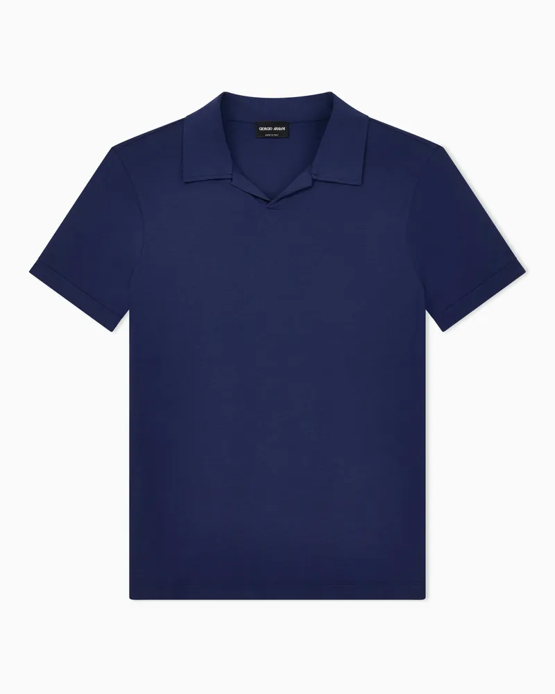 Giorgio Armani ASV Poloshirt mit kurzen Ärmeln aus elastischem Viskose-Jersey Blau