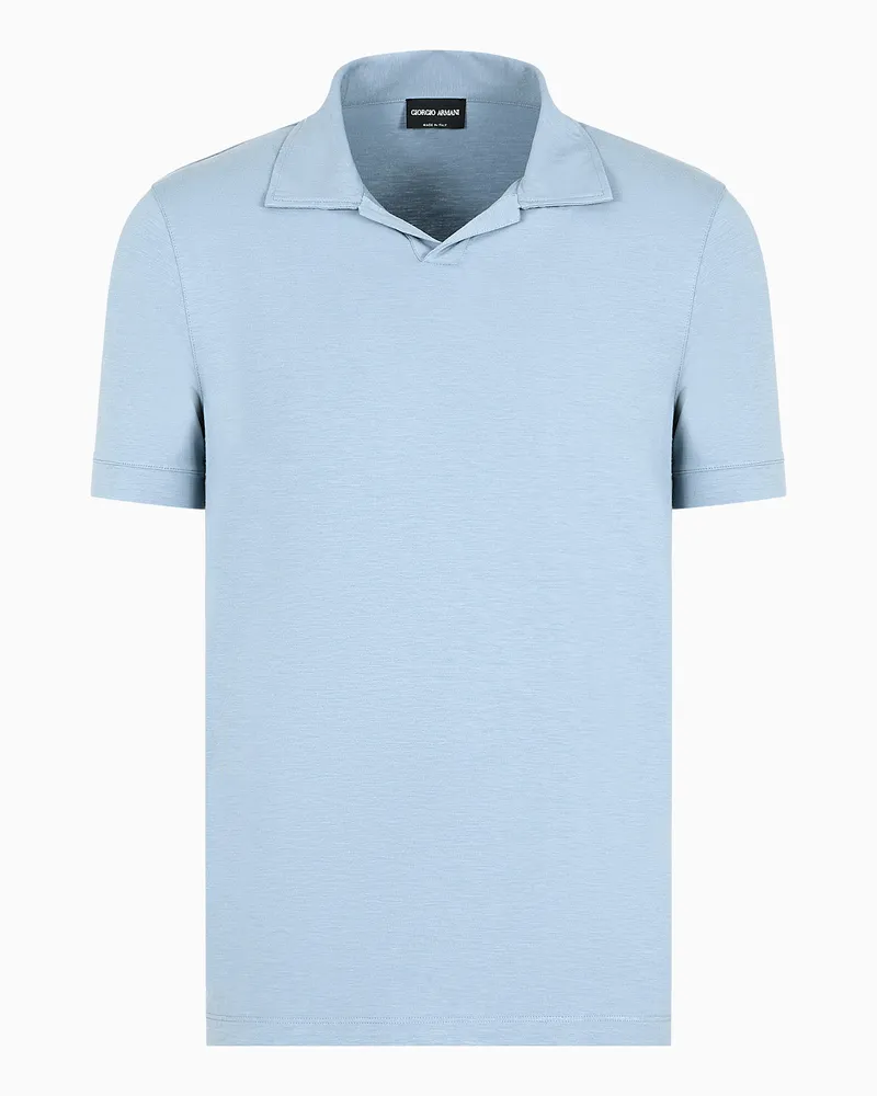 Giorgio Armani ASV Poloshirt mit kurzen Ärmeln aus elastischem Viskose-Jersey Blau