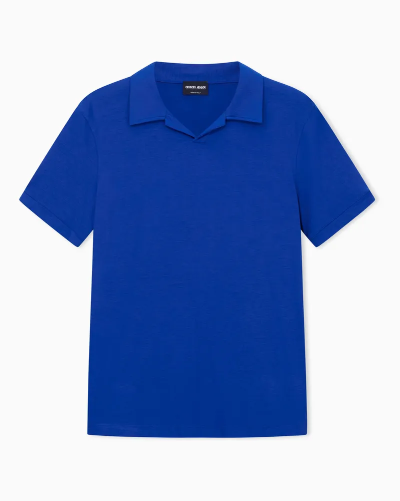 Giorgio Armani ASV Poloshirt mit kurzen Ärmeln aus elastischem Viskose-Jersey Blau