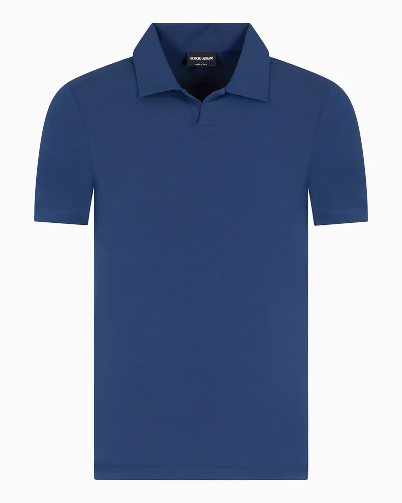 Giorgio Armani ASV Poloshirt mit kurzen Ärmeln aus elastischem Viskose-Jersey Blau