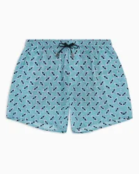 Giorgio Armani Badeboxershorts Aus Jacquard-stoff mit Print Wasserblau